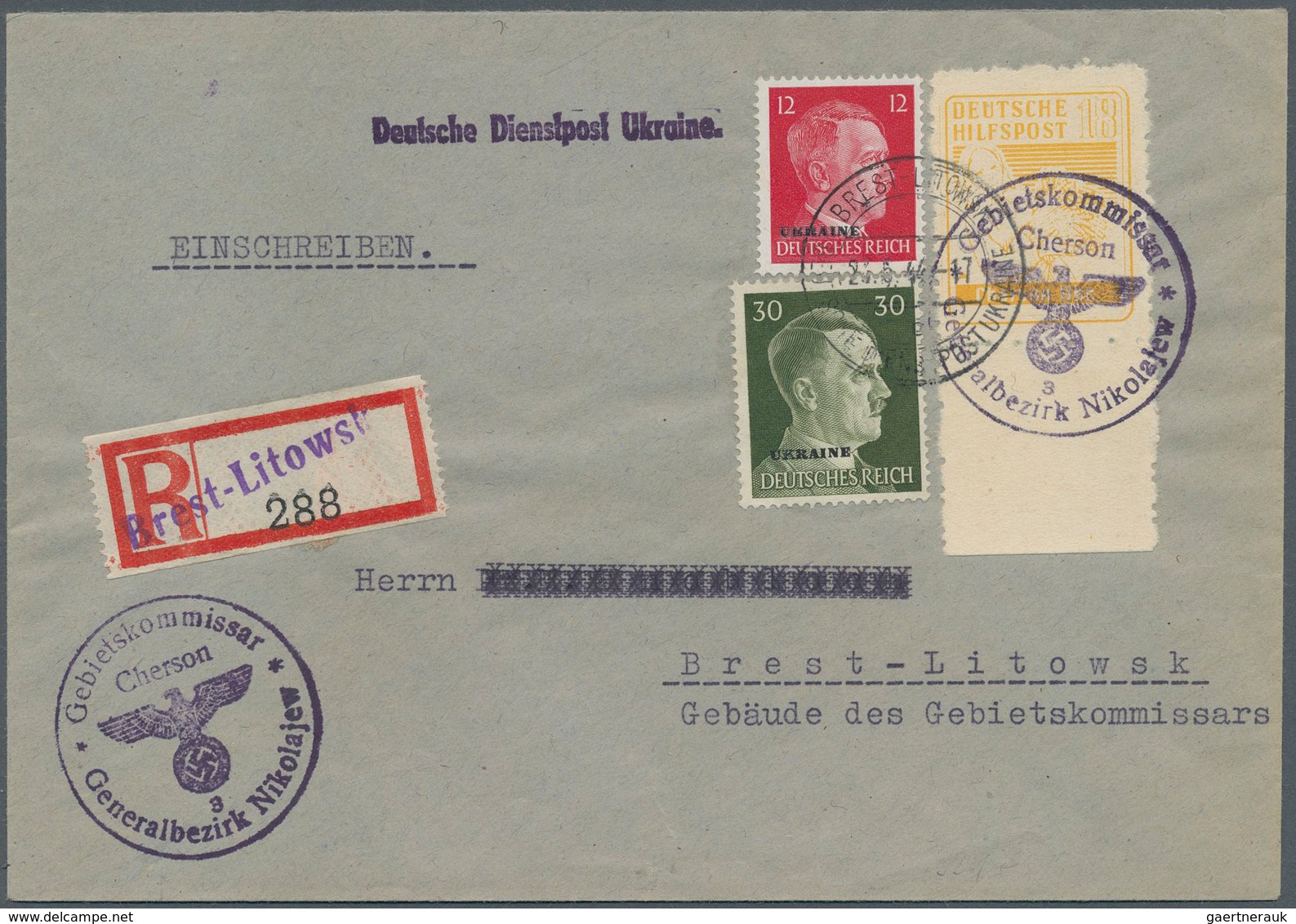 Dt. Besetzung II WK - Ukraine - Südukraine: 1944, Cherson: 18 (Pf) Lebhaftbraungelb Vom Unterrand, E - Ocupación 1938 – 45