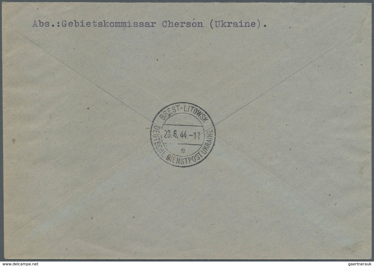 Dt. Besetzung II WK - Ukraine - Südukraine: 1944, Cherson: 18 (Pf) Lebhaftbraungelb Vom Unterrand, E - Occupation 1938-45