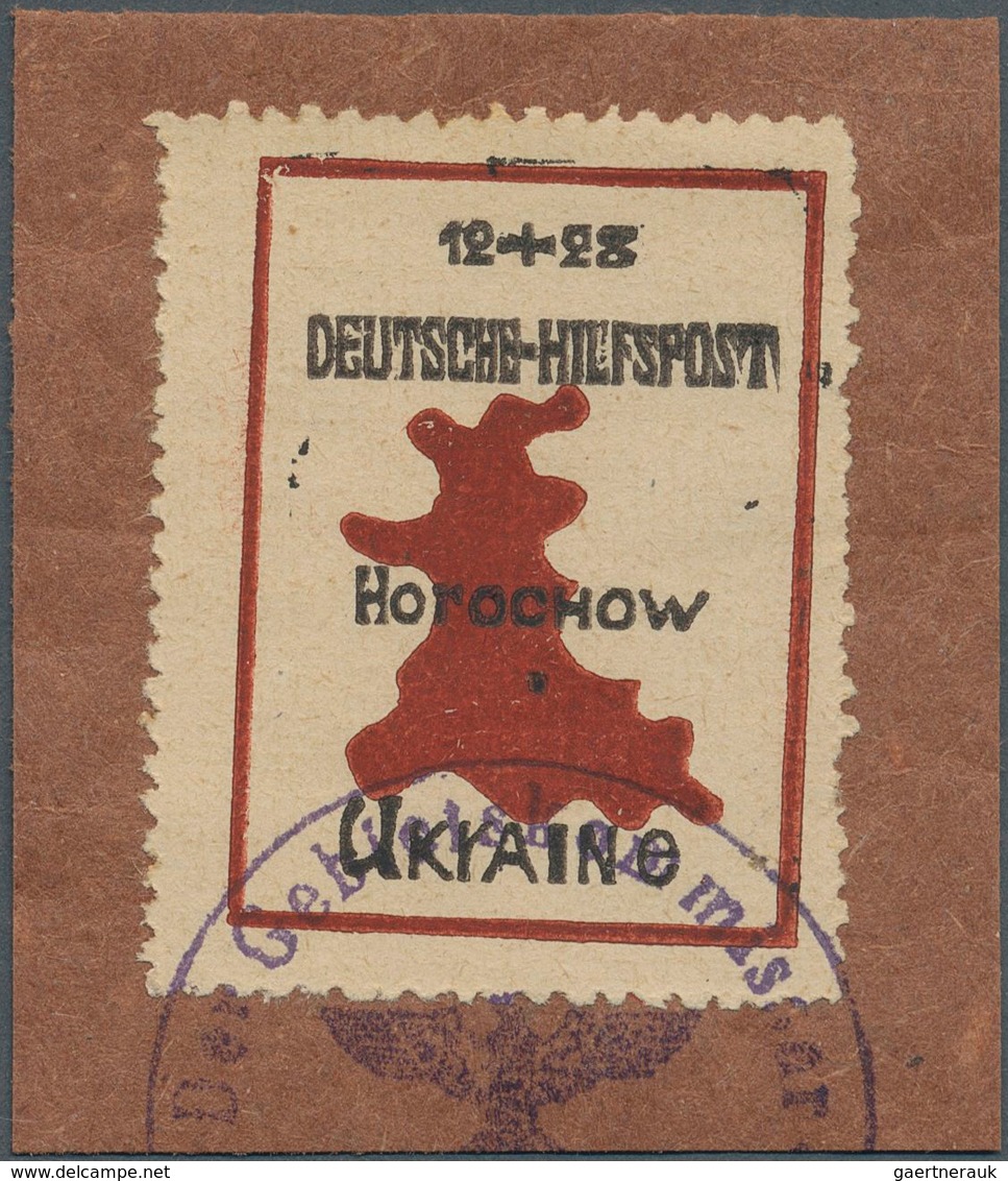 Dt. Besetzung II WK - Ukraine - Nordukraine: 1944, Gorochow: 12 + 28 Pf Braunrot/schwarz, Gezähnt L - Occupation 1938-45