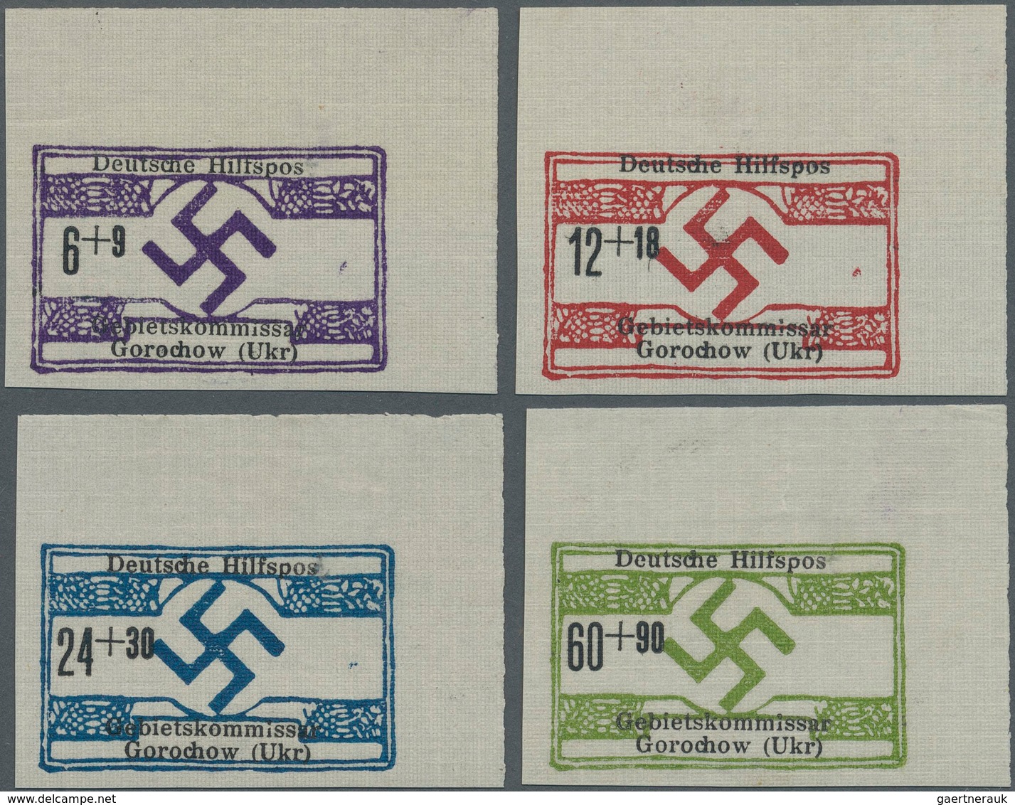 Dt. Besetzung II WK - Ukraine - Nordukraine: 1944, Gorochow: 6 + 9 Pf Bis 60 + 90 Pf, Unverausgabter - Occupation 1938-45