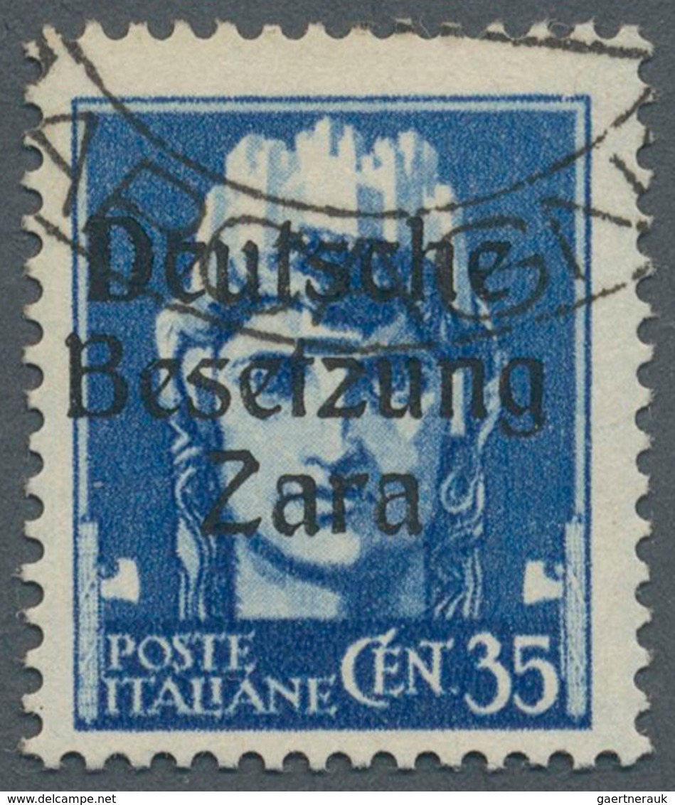 Dt. Besetzung II WK - Zara: 1943, 35 C Schwärzlichkobalt, Aufdruck Type IV, Gebraucht Mit Teilstempe - Occupation 1938-45