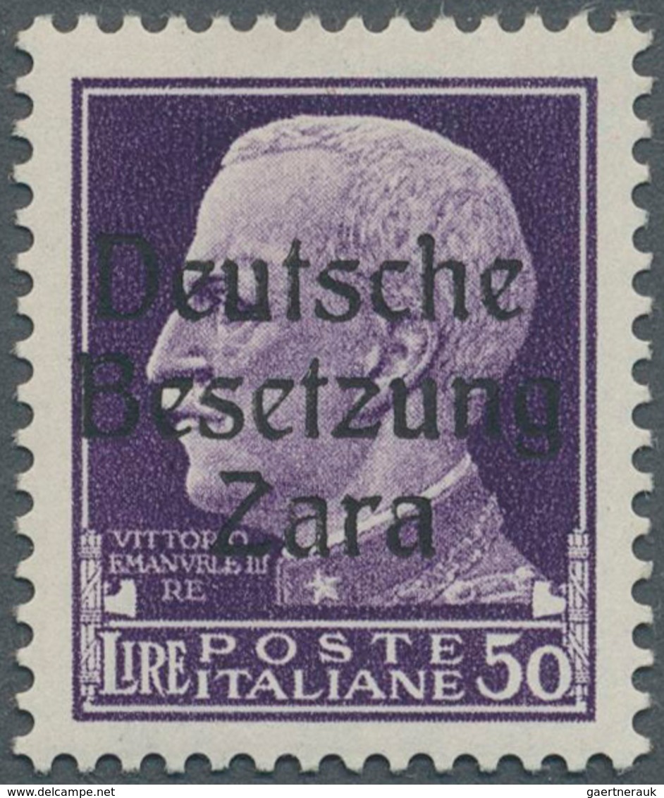 Dt. Besetzung II WK - Zara: 1943, 50 Lire Schwärzlichgrauviolett Freimarke "Serie Imperiale", Aufdru - Occupation 1938-45