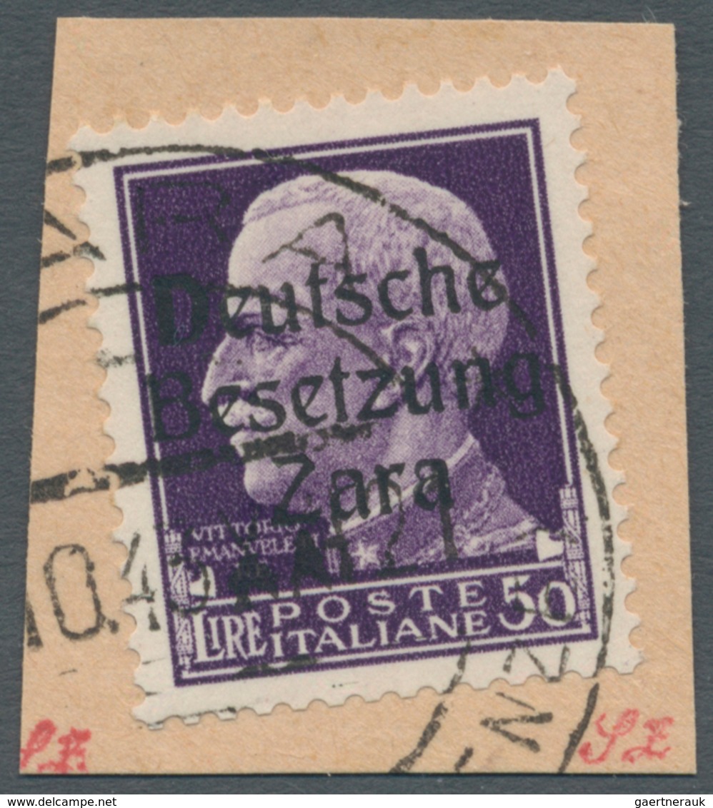 Dt. Besetzung II WK - Zara: 1943, 50 Lire Schwärzlichgrauviolett Freimarke "Serie Imperiale", Aufdru - Occupation 1938-45