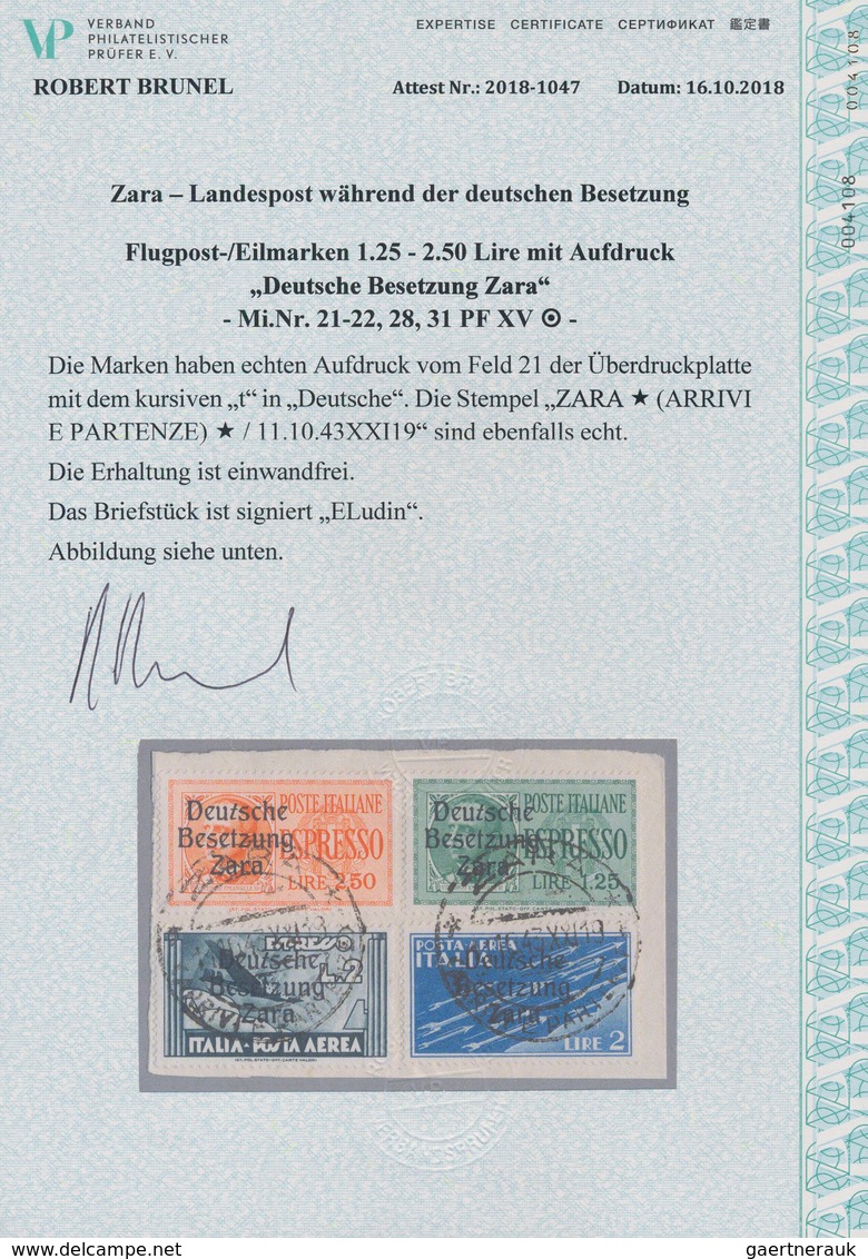 Dt. Besetzung II WK - Zara: 1943, 1,25 Lire Grün Und 2,50 Lire Rotorange Eilmarken, 2 Lire Dunkelbla - Occupation 1938-45