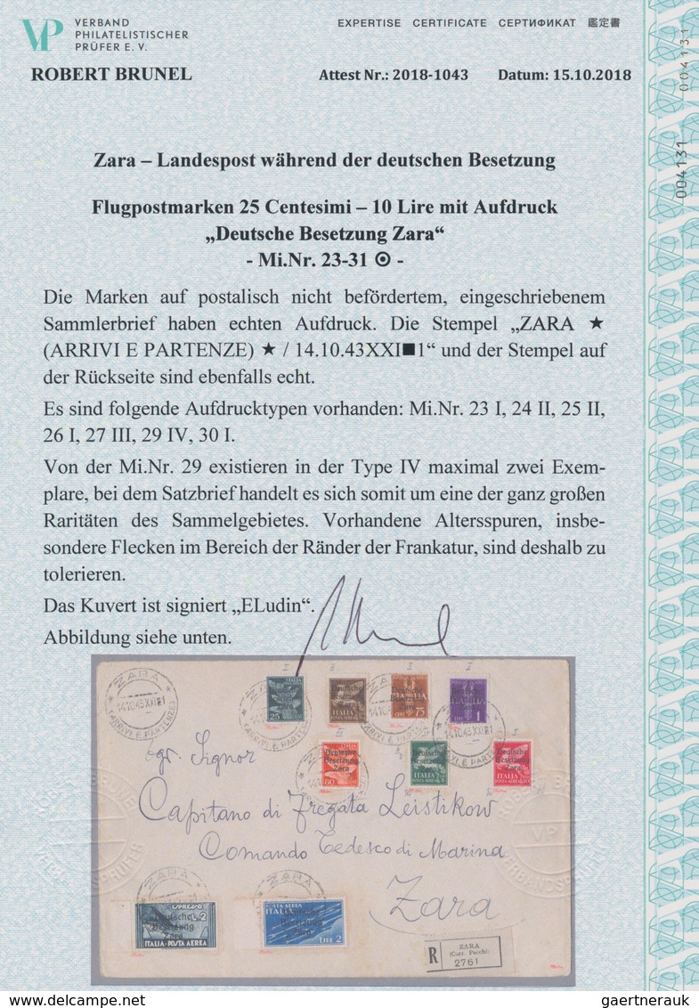 Dt. Besetzung II WK - Zara: 1943, 25 C Bis 10 Lire Flugpostmarken Und 2 Lire Flugpost-Eilmarke, Im D - Occupation 1938-45