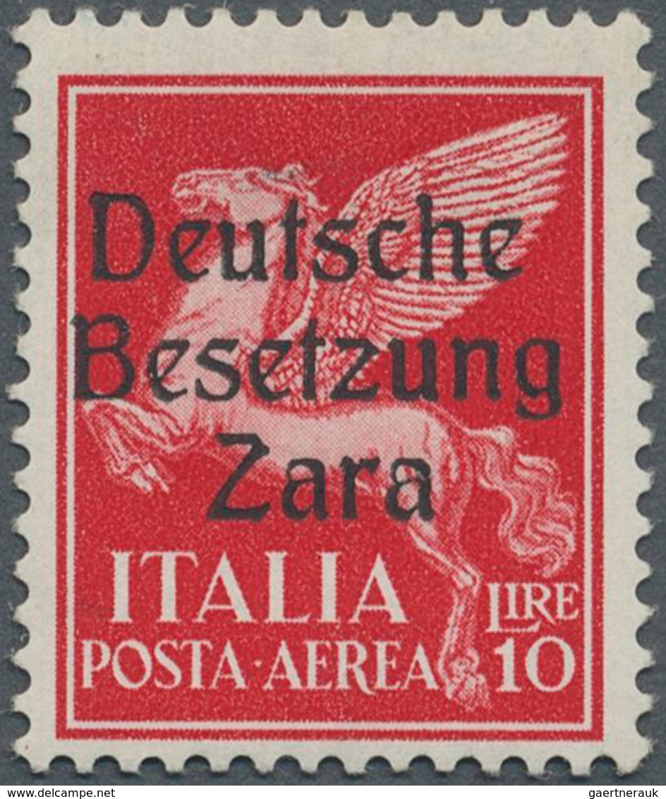 Dt. Besetzung II WK - Zara: 1943, 10 Lire Schwärzlichrosa Flugpostmarke, Aufdruck Type I, Farbfrisch - Occupation 1938-45