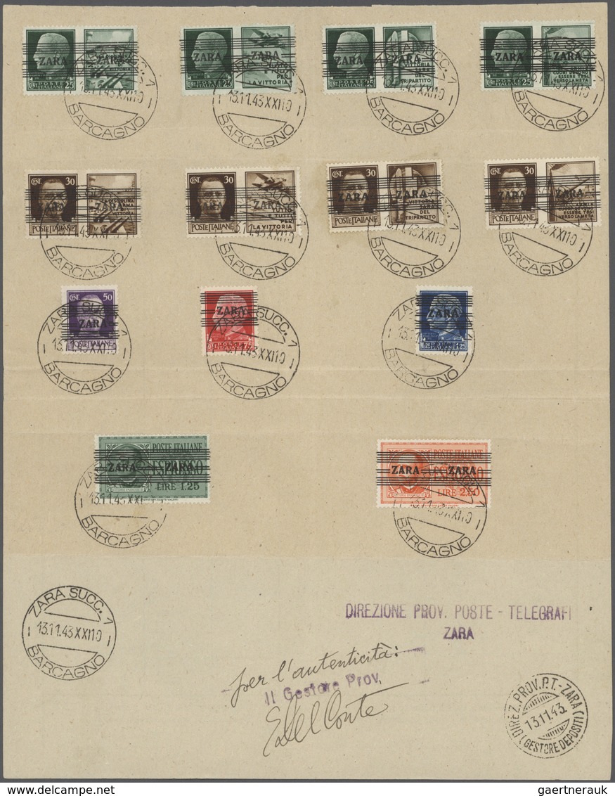Dt. Besetzung II WK - Zara: 1943, 50 C, 75 C Und 1,25 Lire Freimarken Mit Bandaufdruck, 25 C Schwarz - Occupation 1938-45