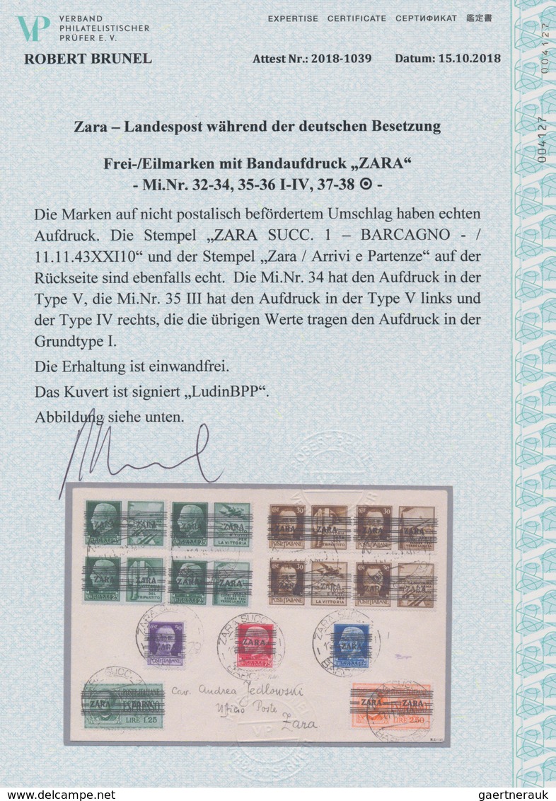 Dt. Besetzung II WK - Zara: 1943, 50 C, 75 C Und 1,25 Lire Freimarken Mit Bandaufdruck, Dabei Der We - Occupation 1938-45