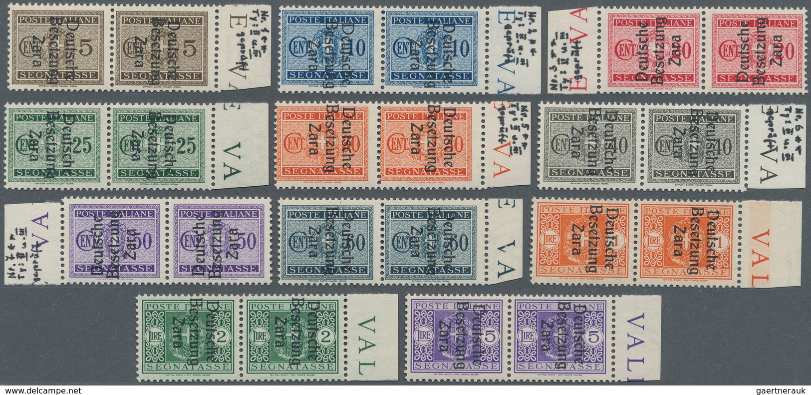 Dt. Besetzung II WK - Zara - Portomarken: 1943, 5 C Bis 5 Lire Portomarken, Dabei Der Wert Zu 2 Lire - Occupation 1938-45