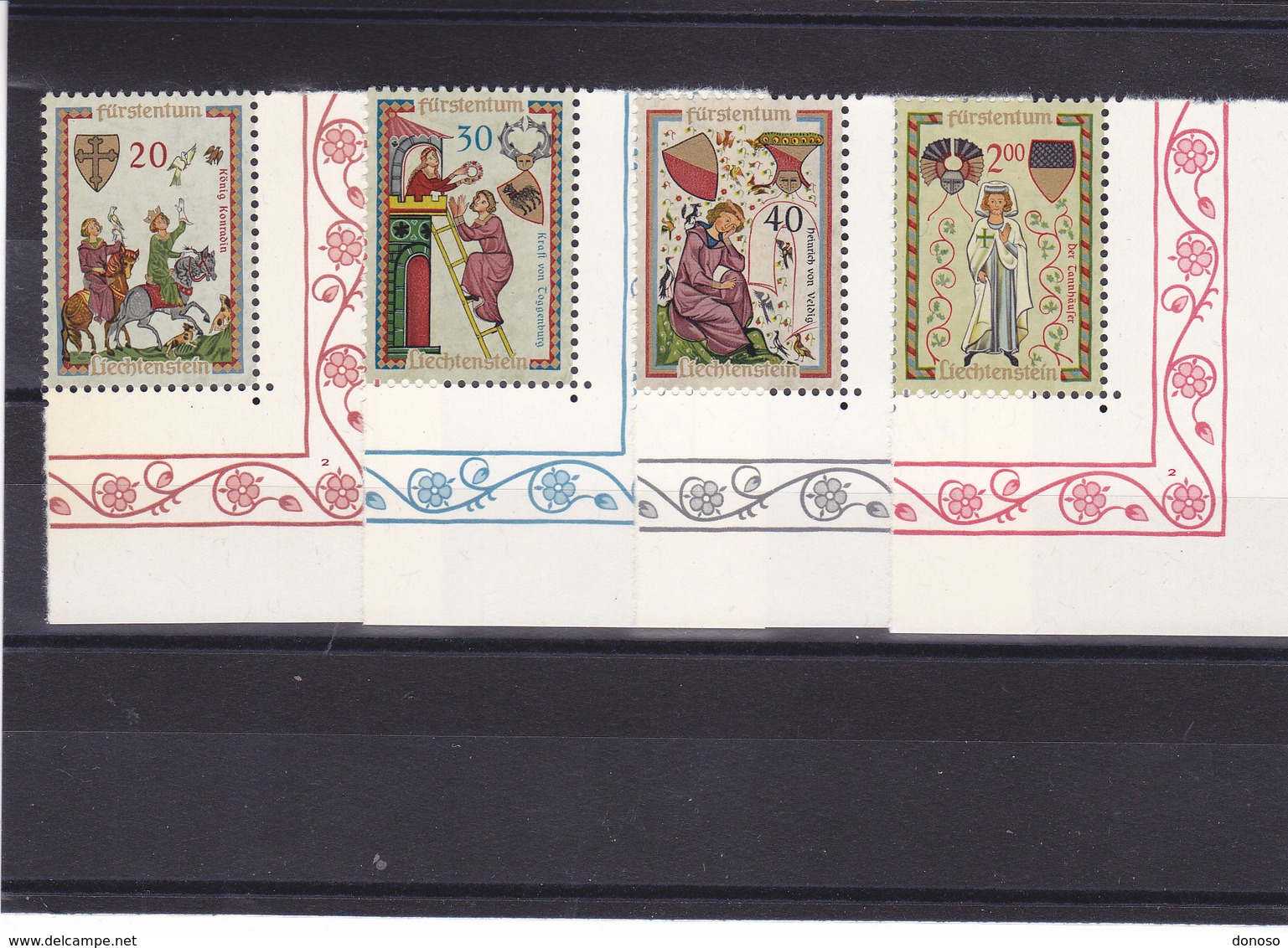 LIECHTENSTEIN 1962 TROUBADOURS Yvert 373-376 NEUF** MNH - Neufs