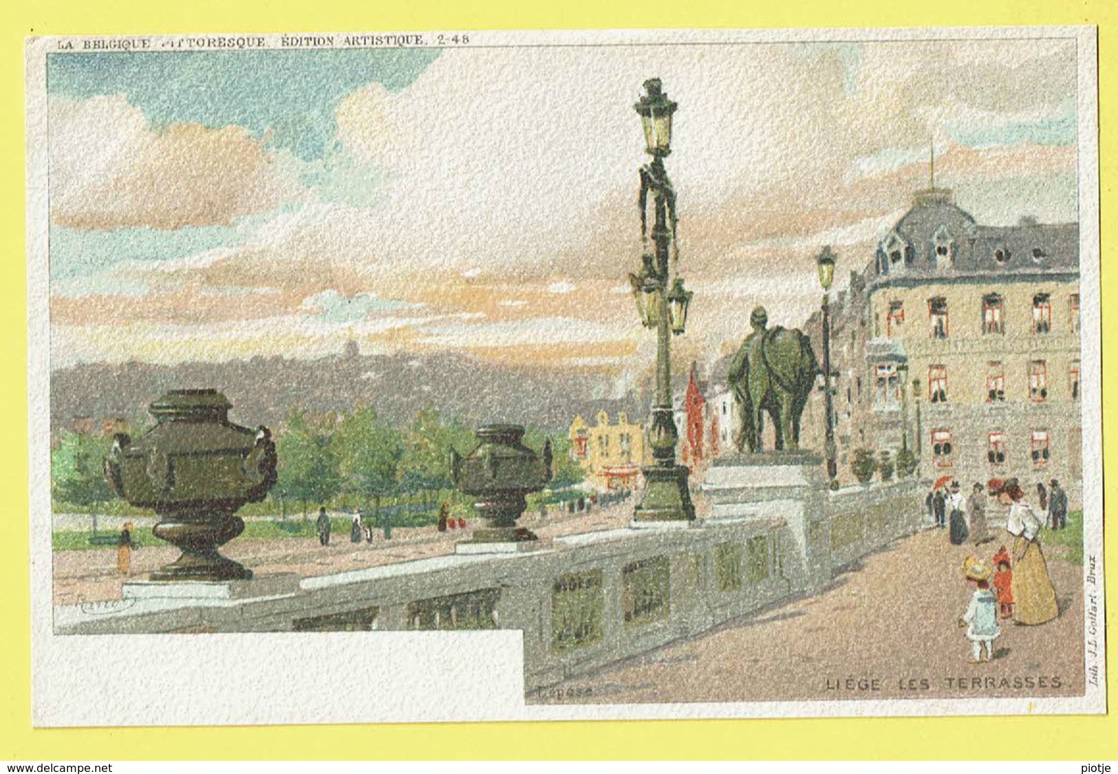 * Liège - Luik (La Wallonie) * (Belgique Pittoresque, édition Artistique, 2-48) Les Terrasses, Animée, Couleur, Litho - Luik