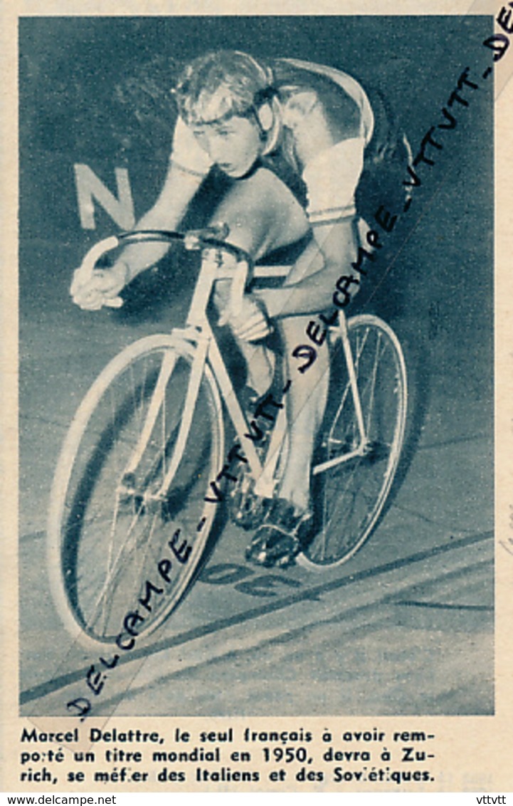 CYCLISME : PHOTO, CHAMPIONNATS DU MONDE, LEIPZIG, 1960, POURSUITE AMATEUR, MARCEL DELATTRE, COUPURE REVUE (1961) - Collections