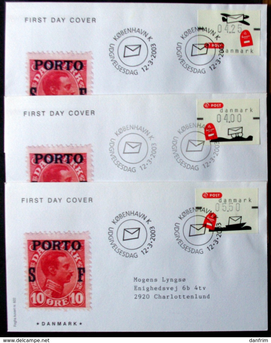 Denmark 2003  ATM/Frama Labels  MiNr.20-22 FDC  ( Lot  6548 ) FOGHS COVER - FDC