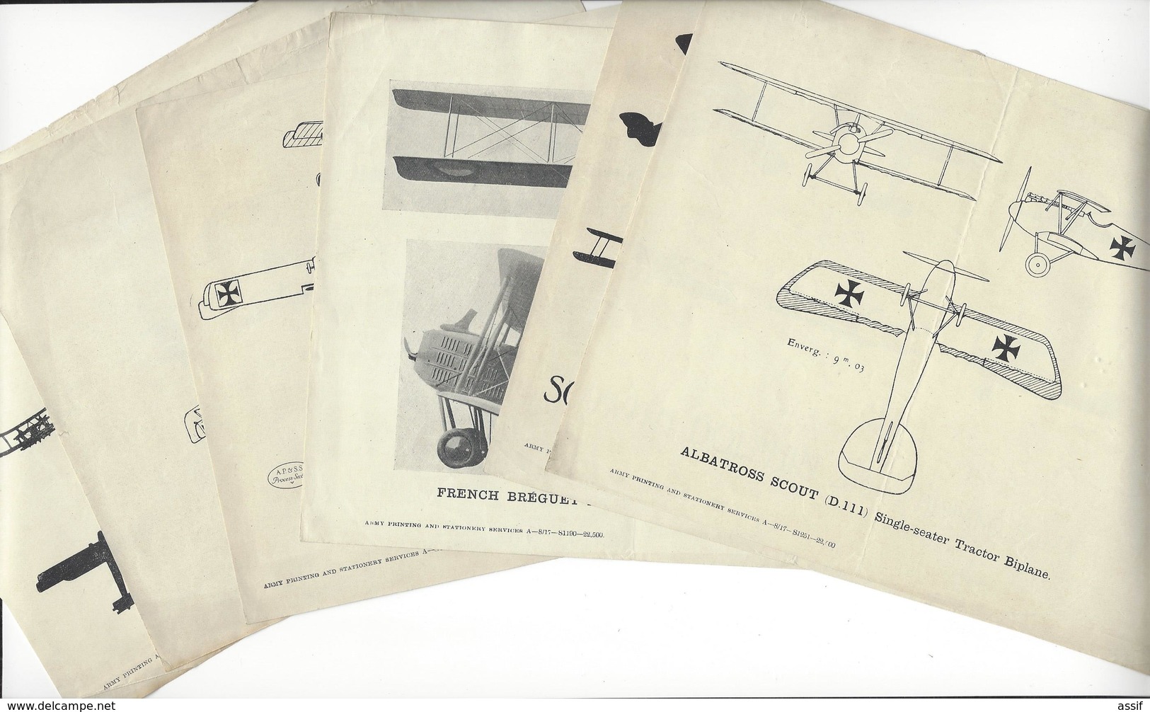 6 Documents ENGLISH ARMY AVIATION ALBATROSS SCOUT SOPWITH DOLPHIN FRENCH BREGUET GOTHA SIEMENS SCHUCKERT HANDLEY PAGE - Fliegerei