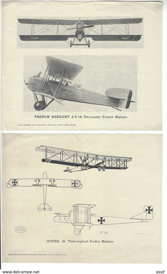 6 Documents ENGLISH ARMY AVIATION ALBATROSS SCOUT SOPWITH DOLPHIN FRENCH BREGUET GOTHA SIEMENS SCHUCKERT HANDLEY PAGE - Aviation