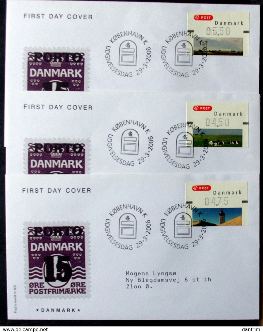 Denmark 2006  ATM/Frama Labels  MiNr.29-31 FDC  ( Lot  6548 ) FOGHS COVER - FDC