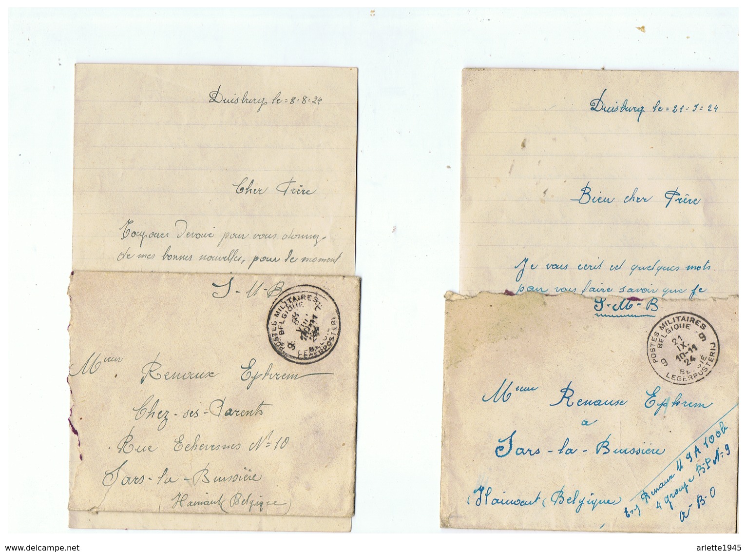 CORRESPONDANCE MILITAIRE  POUR  SARS - LA - BUISSIERE (BELGIQUE) - 1914-18