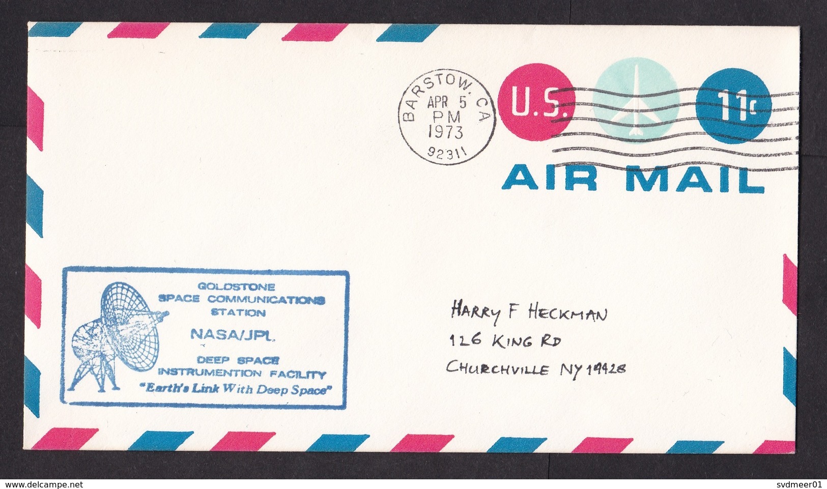 USA: Stationery Cover, 1973, Cancel Goldstone Space Communications Station, NASA, Barstow (traces Of Use) - Brieven En Documenten