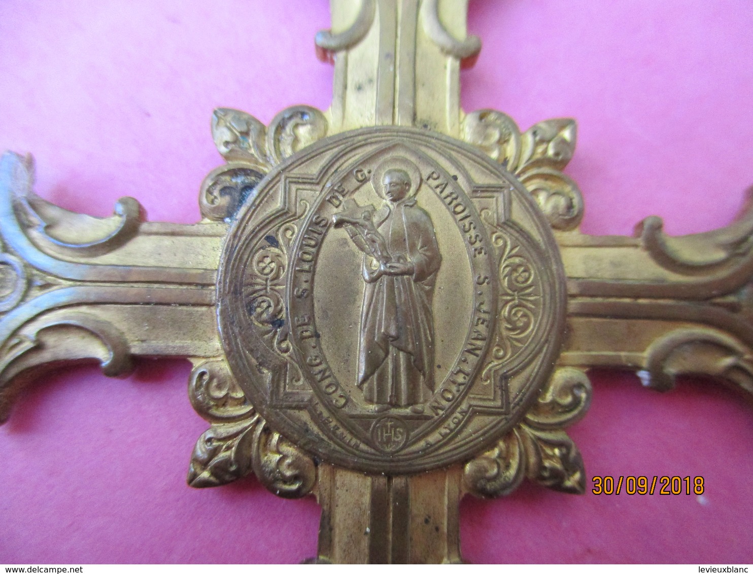 Croix Avec Bélière/Congr. De Saint Louis De Gonzague/Paroisse Saint Jean/LYON/vers Fin XIXéme-début XXéme       CRX1 - Religione & Esoterismo