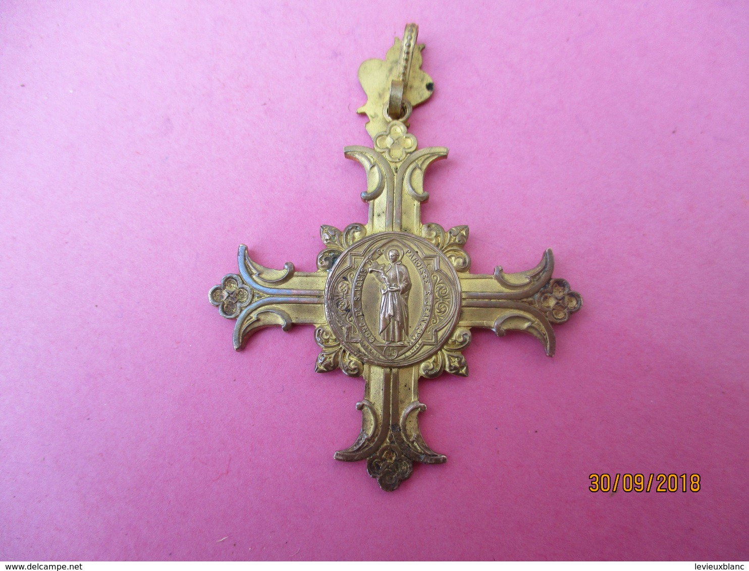 Croix Avec Bélière/Congr. De Saint Louis De Gonzague/Paroisse Saint Jean/LYON/vers Fin XIXéme-début XXéme       CRX1 - Godsdienst & Esoterisme