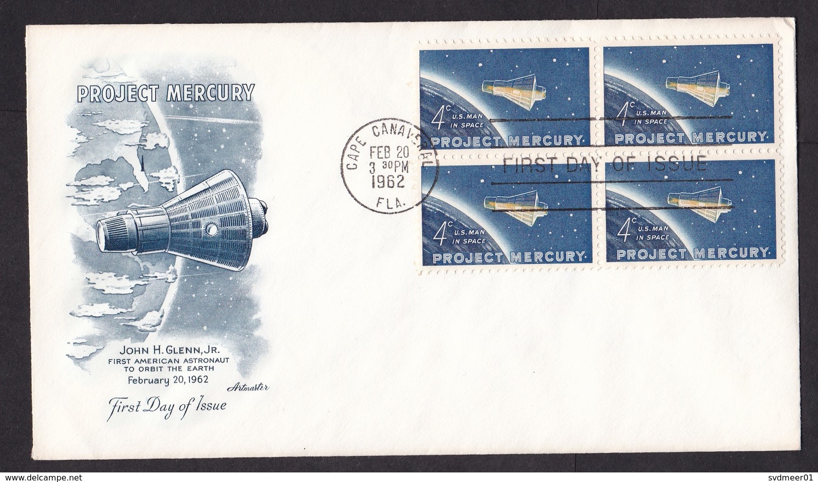 USA: FDC First Day Cover, 1962, 4 Stamps, Project Mercury, First Astronaut To Orbit Earth, Space (traces Of Use) - Brieven En Documenten