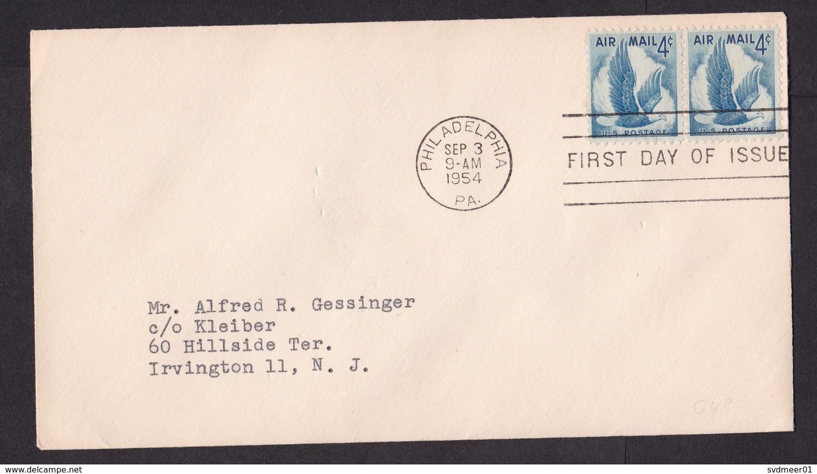 USA: FDC First Day Cover, 1954, 2 Stamps, Eagle Bird (traces Of Use) - Brieven En Documenten