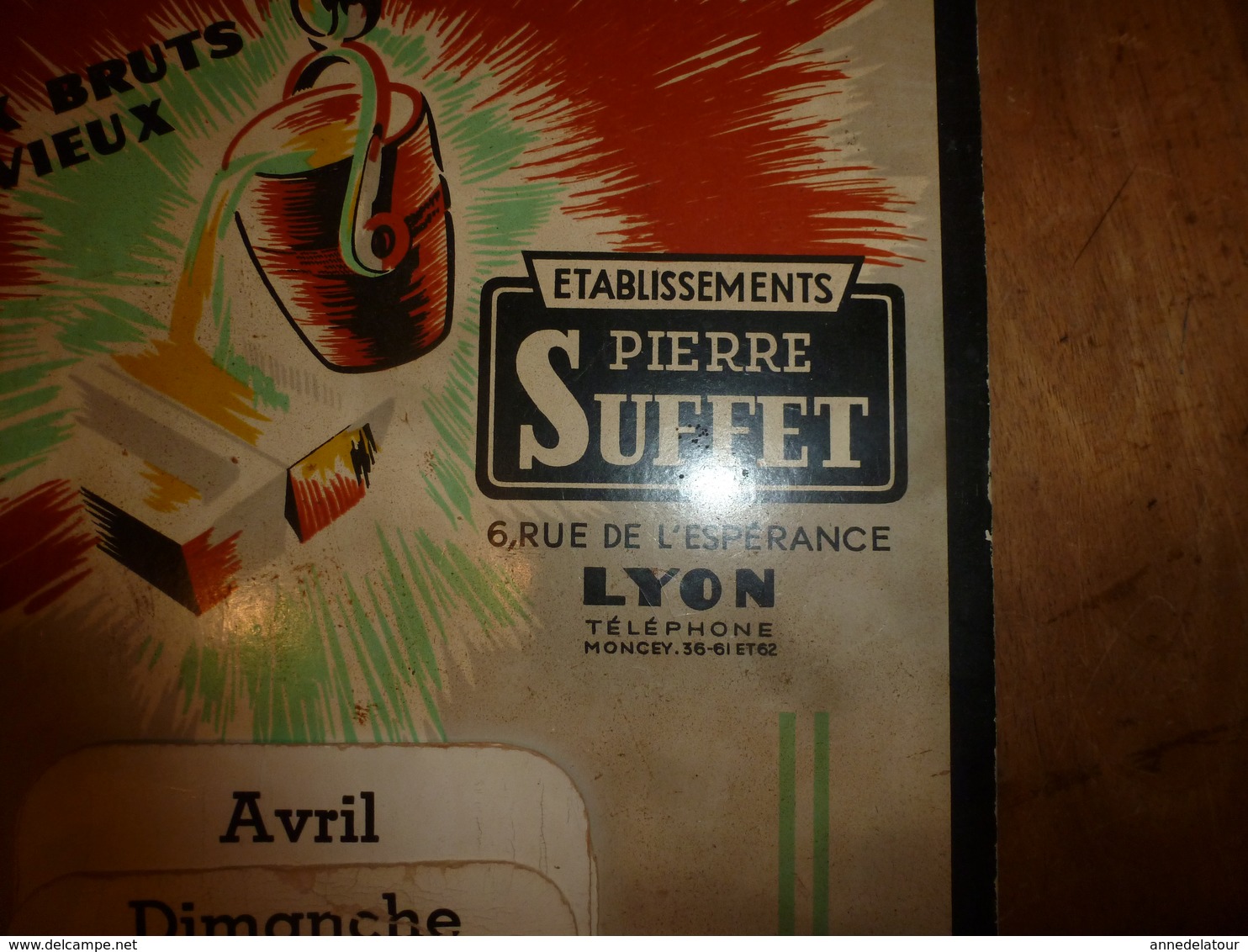 Anc. Carton Publicitaire Avec Calendrier Perpétuel Etablissements PIERRE SUFFLET à Lyon ---Métaux Bruts Et Vieux, Etc - Pappschilder