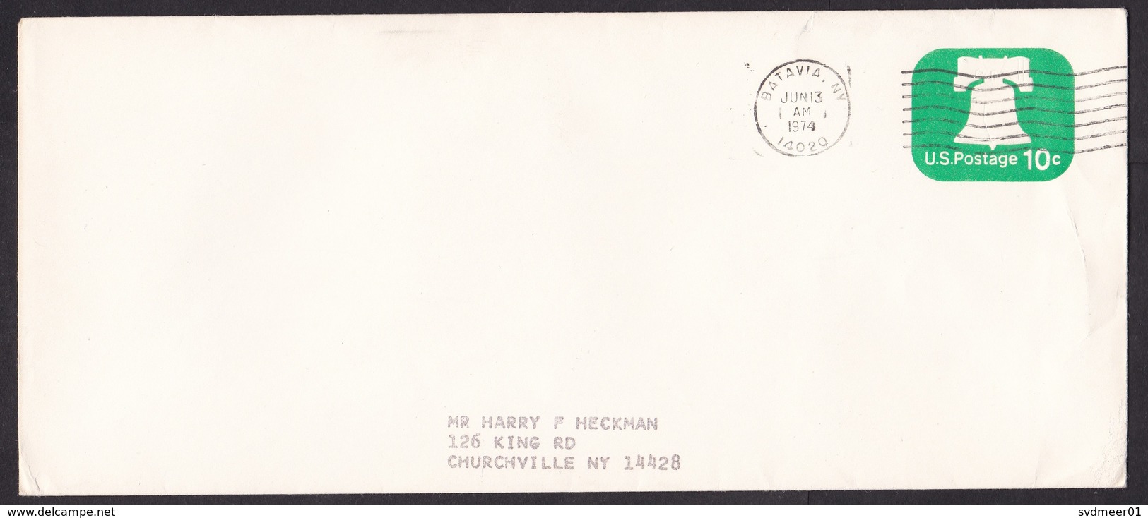 USA: Stationery Cover, 1974, Liberty Bell, Cancel Batavia (traces Of Use) - Brieven En Documenten