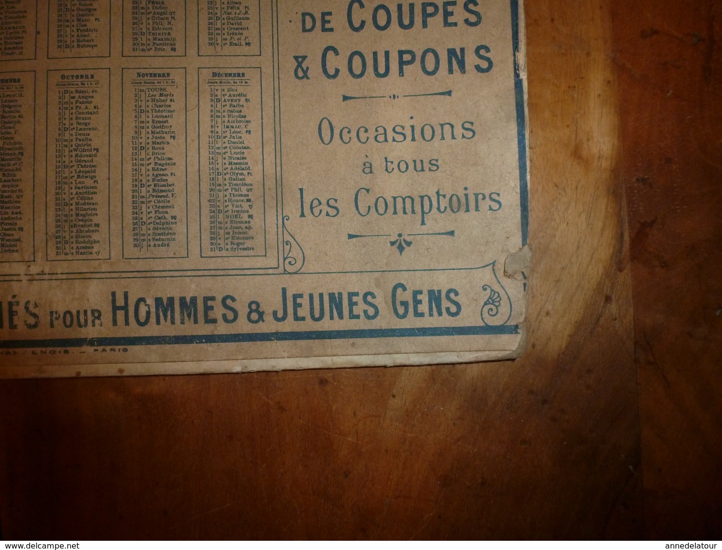 1899 Grand carton publicitaire ancien avec calendrier au dos LA SAMARITAINE -Grands Magasins de Nouveautés à PARIS..etc