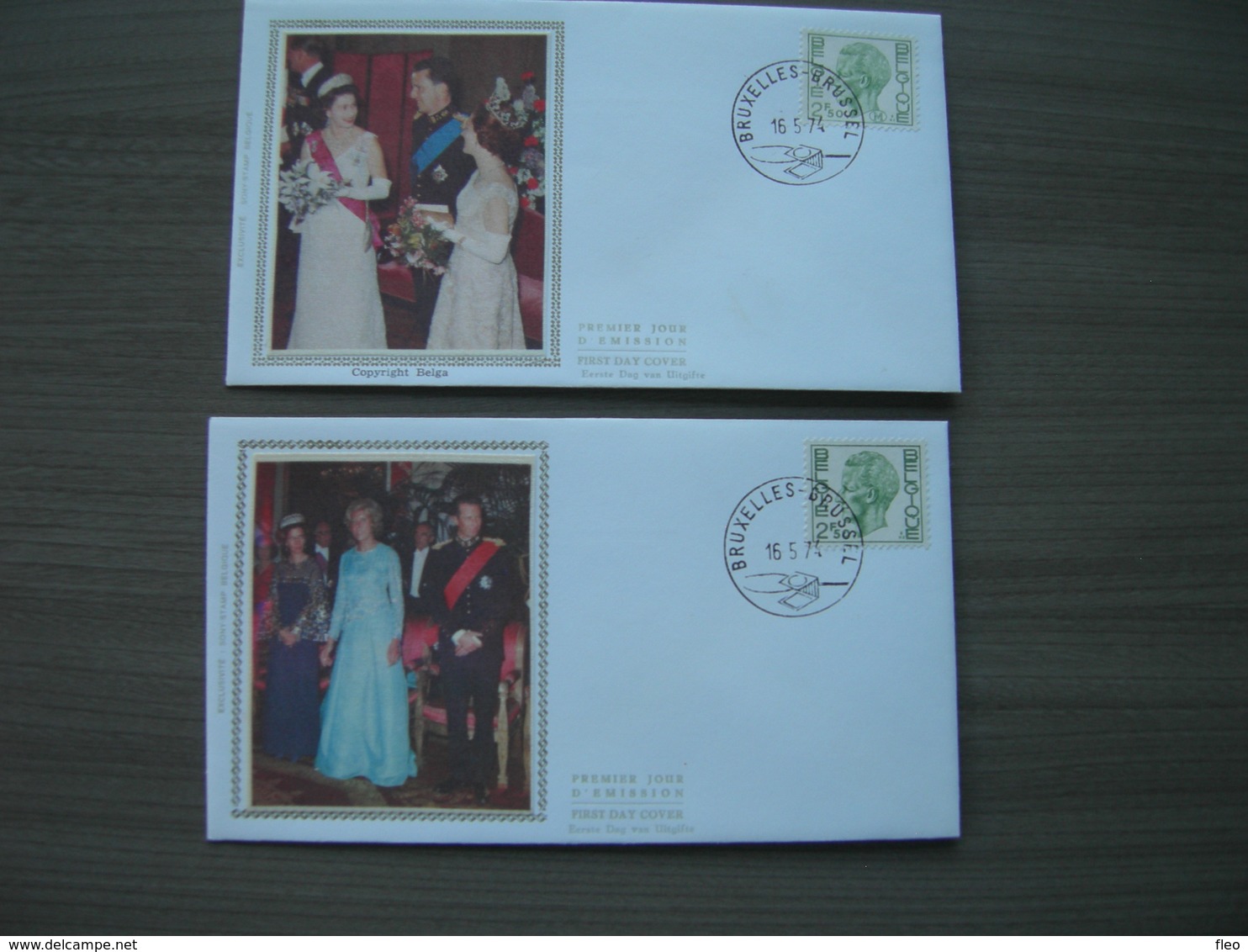 BELG.1974 1716 & M4  FDC Brux/Brus. Zijde -" Koning Boudewijn- FDC Soie Roi Baudouin " - 1971-1980