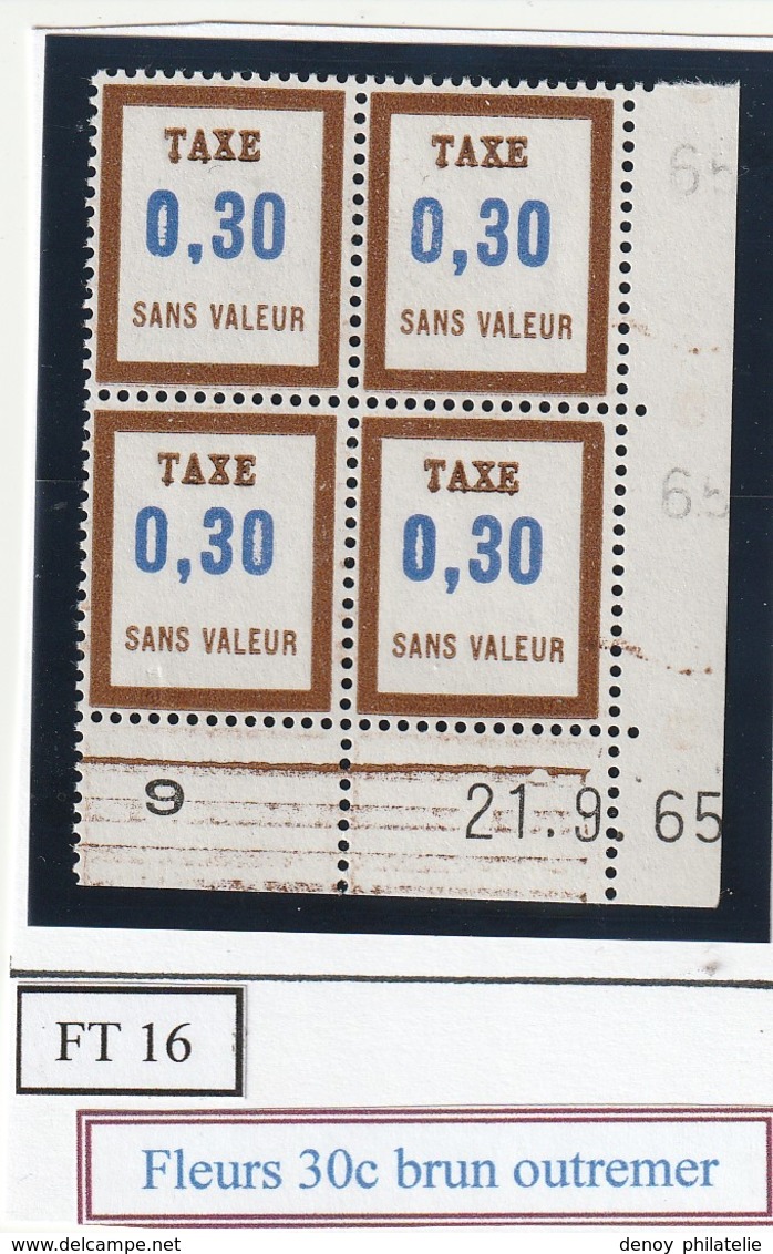 France Fictif Coin Daté Timbre Taxe Reférence Yvert Ft  16 Du 21 9 1965 - Autres & Non Classés