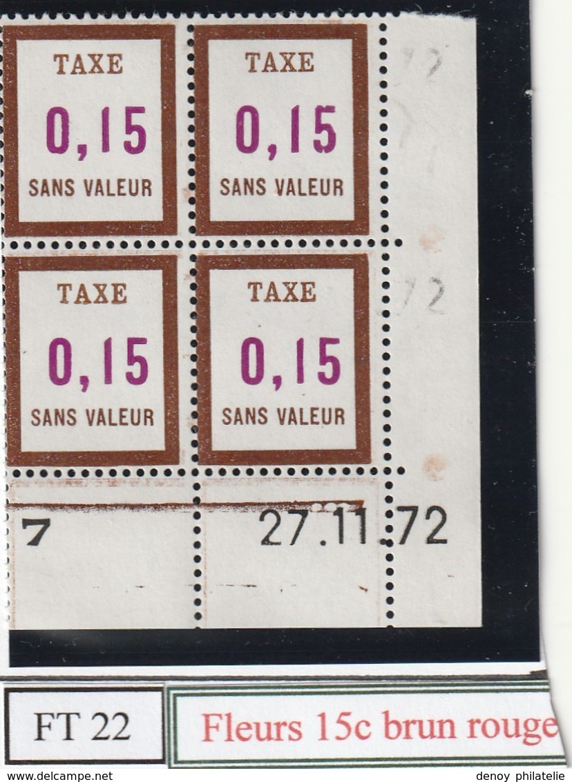 France Fictif Coin Daté Timbre Taxe Reférence Yvert Ft 22 Du 27 11 1972 - Other & Unclassified