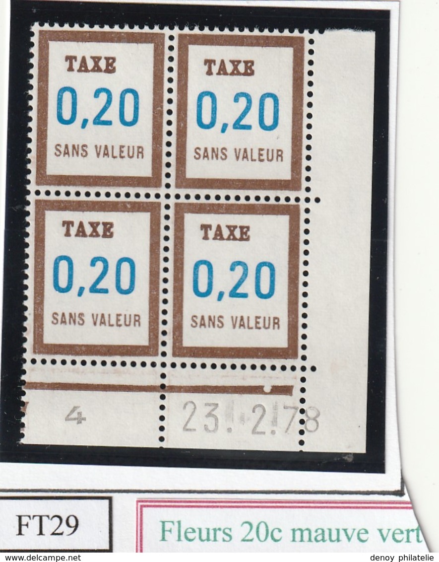 France Fictif Coin Daté Timbre Taxe Reférence Yvert Ft 29 Du 23 2 1978 - Altri & Non Classificati