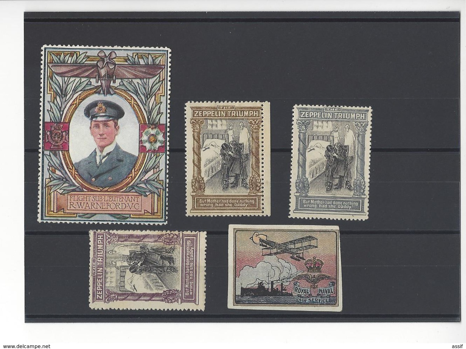 4 CPA + 5 VIGNETTES AVIATION BALLON ZEPPELIN WW1 ENGLAND DEUTSCHLAND Pilote WARNEFORD ERINNOPHILIE Cinderella Stamp - Guerre 1914-18