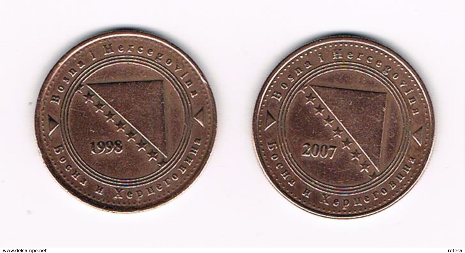 &  BOSNIE EN HERZEGOVINA  2 X 50  FENINGA  1998/2007 - Bosnie-Herzegovine