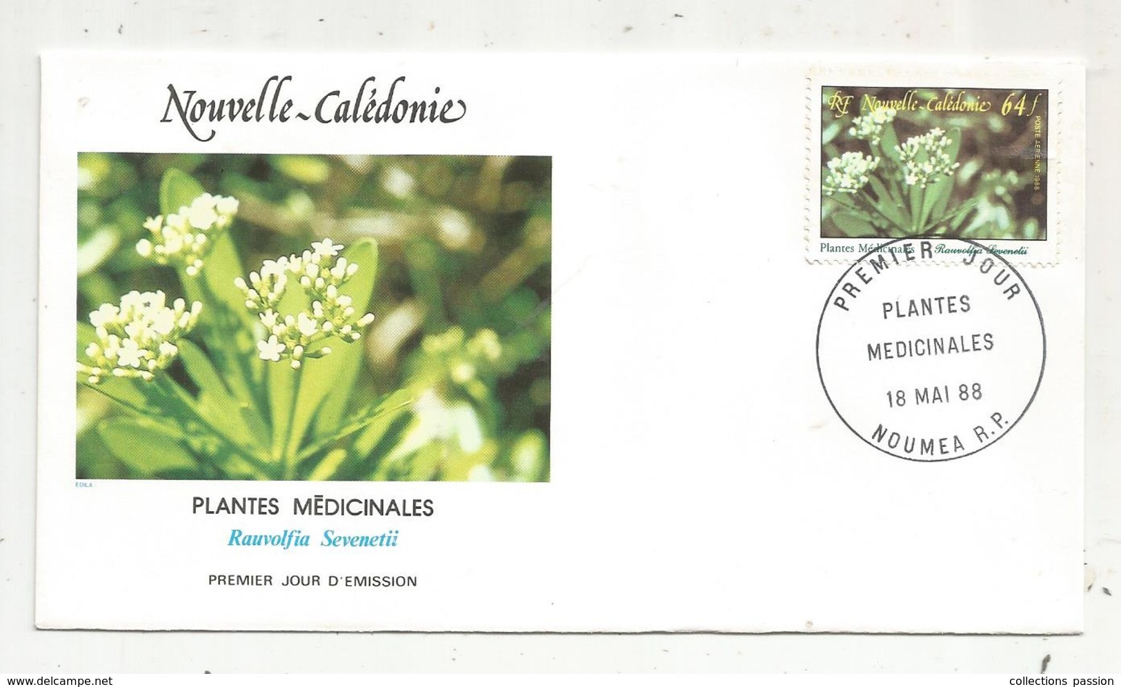 Timbre , Premier Jour , 1988 , NOUVELLE CALEDONIE ET DEPENDANCES , Plantes Médicinales - FDC