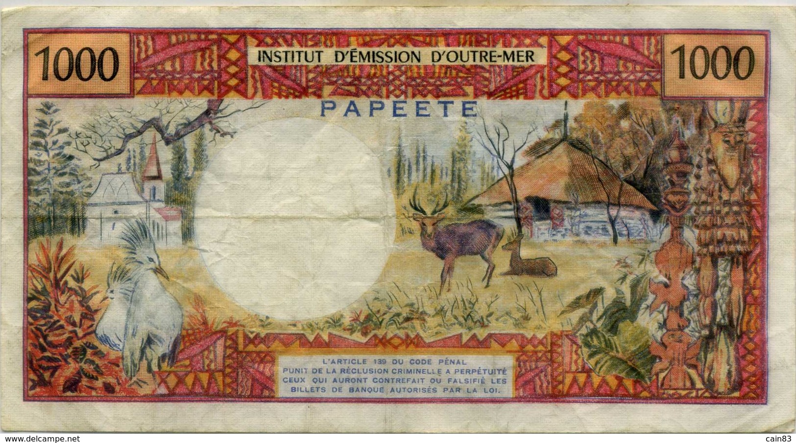 Billet De 1000 Francs ,émission D Outre Mer PAPEETE - Papeete (Polynésie Française 1914-1985)