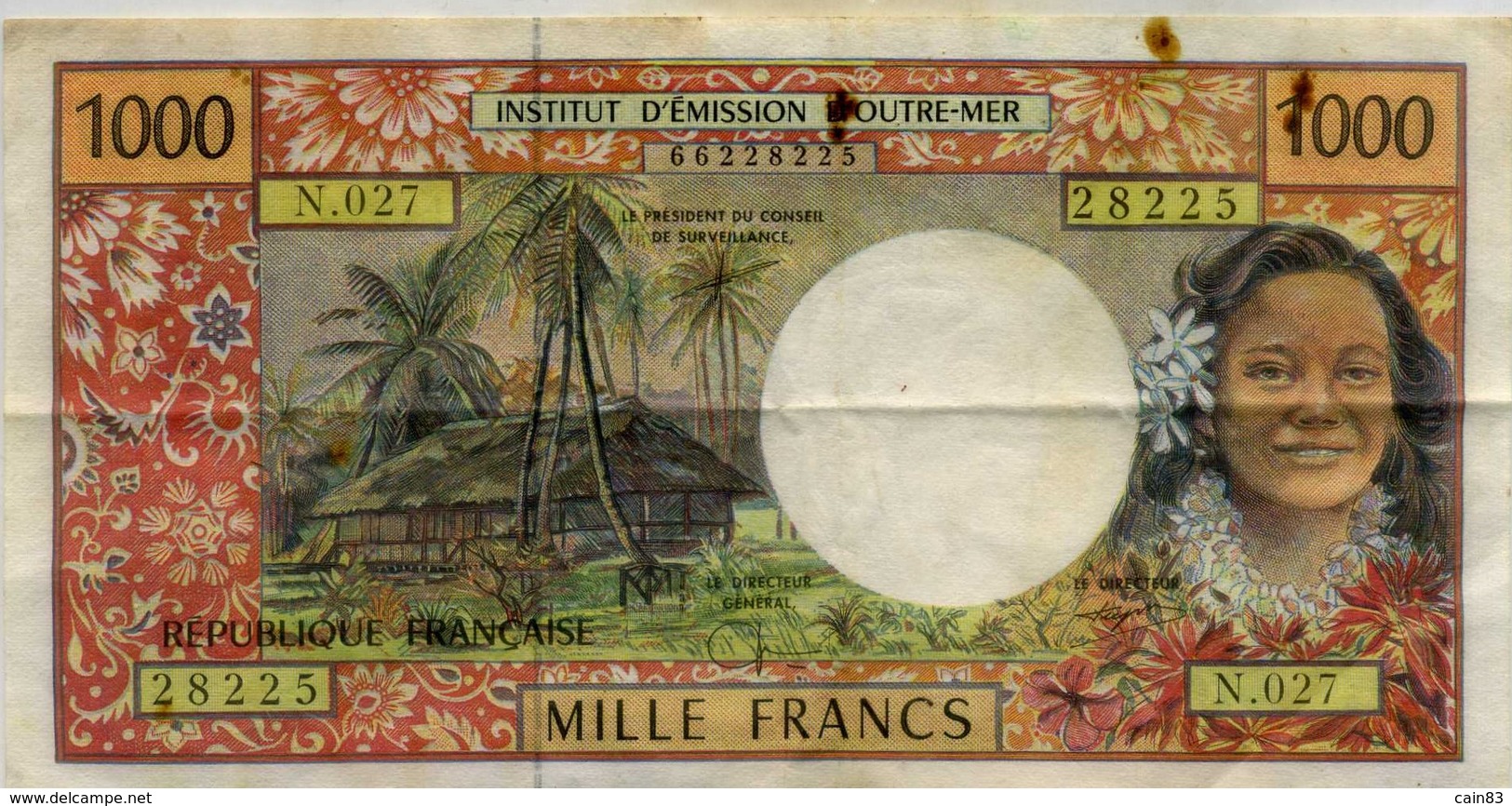 Billet De 1000 Francs ,émission D Outre Mer PAPEETE - Papeete (Polinesia Francese 1914-1985)