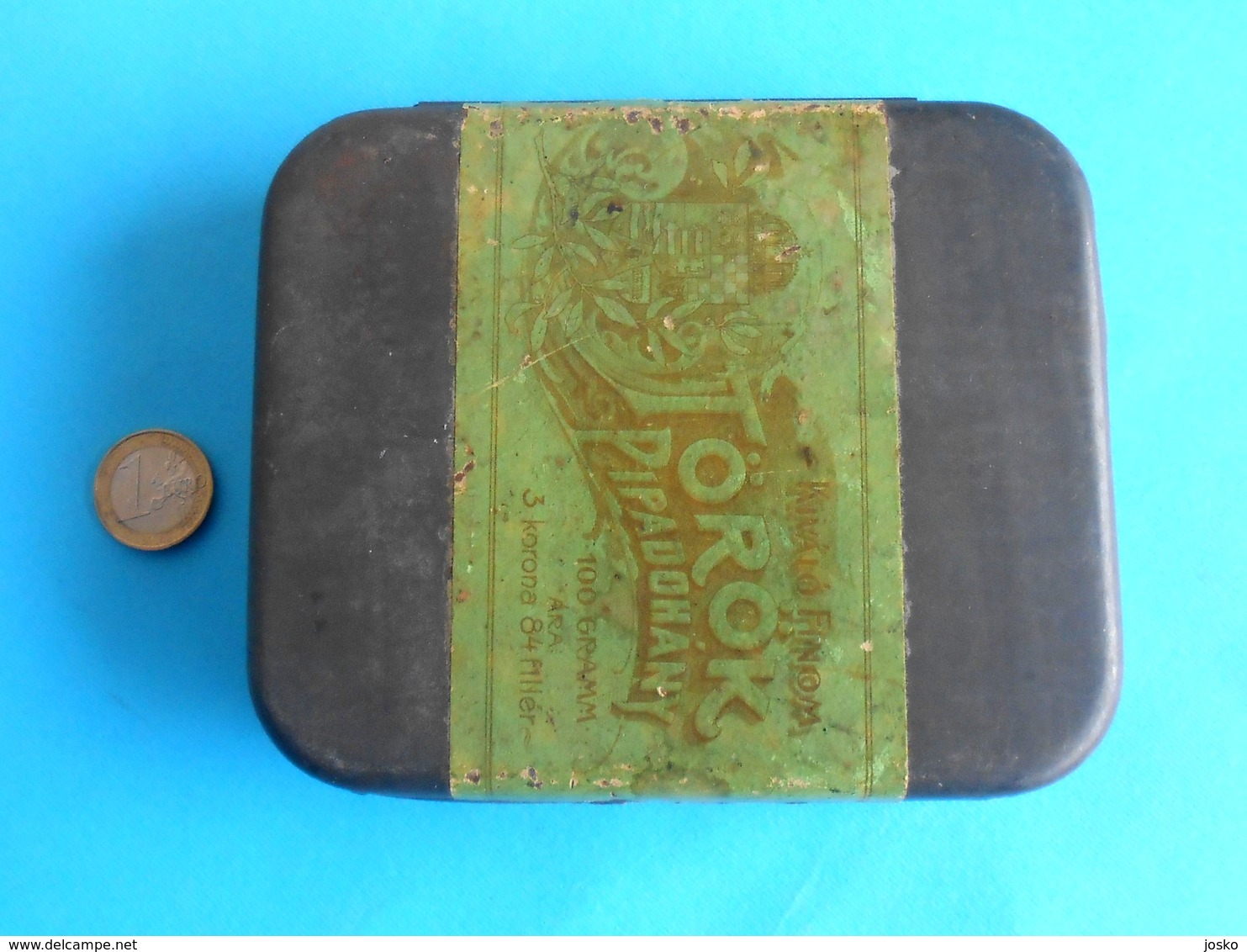 K.u.K. AUSTRIA-HUNGARY - TOROK antique tobacco tin box - tax stamp 1903.y. FIUME now Rijeka - Croatia * Istria Croazia