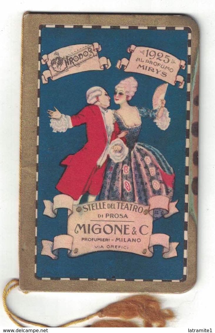 CALENDARIETTO  CHRONOS MIGONE 1925 STELLE DEL TEATRO DI PROSA - Autres & Non Classés