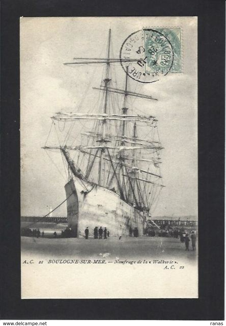 CPA Pas De Calais 62 Boulogne Sur Mer Voilier échoué Naufrage De La Walkyrie - Boulogne Sur Mer