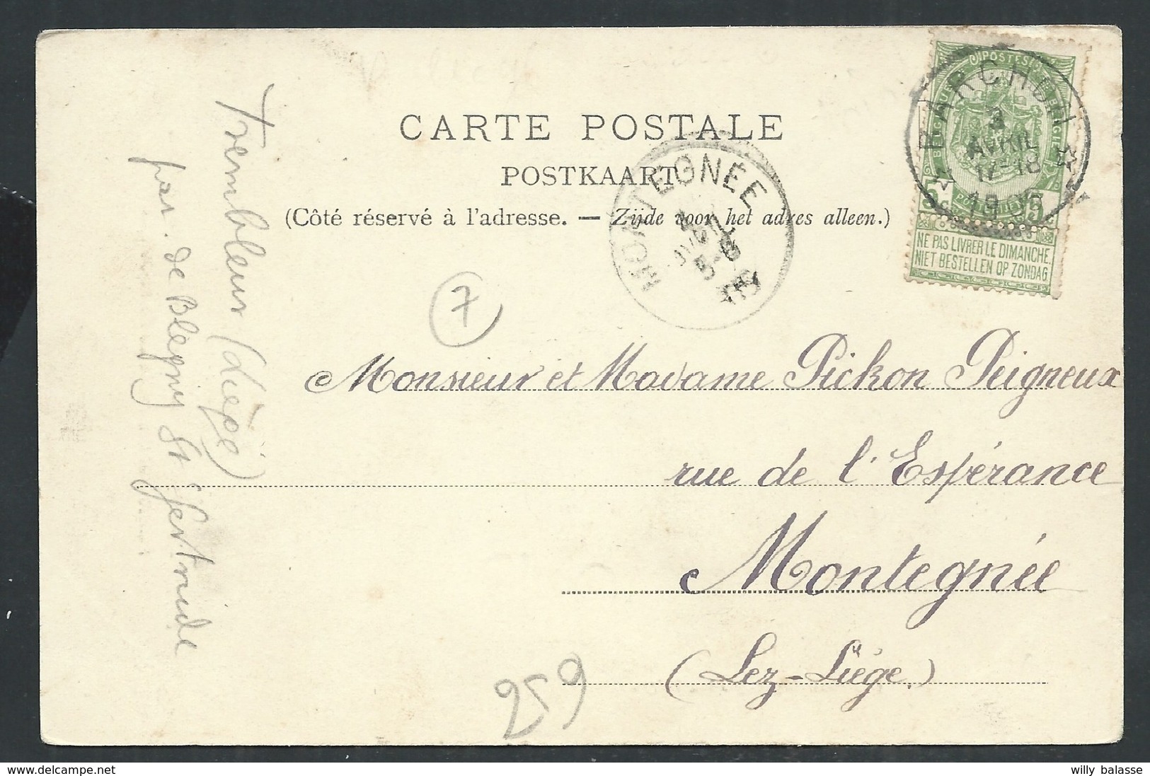 +++ CPA - BLEGNY TREMBLEUR - Grotte De ND De Lourdes - Pensionnat - Cachet RELAIS BARCHON 1906   // - Blegny