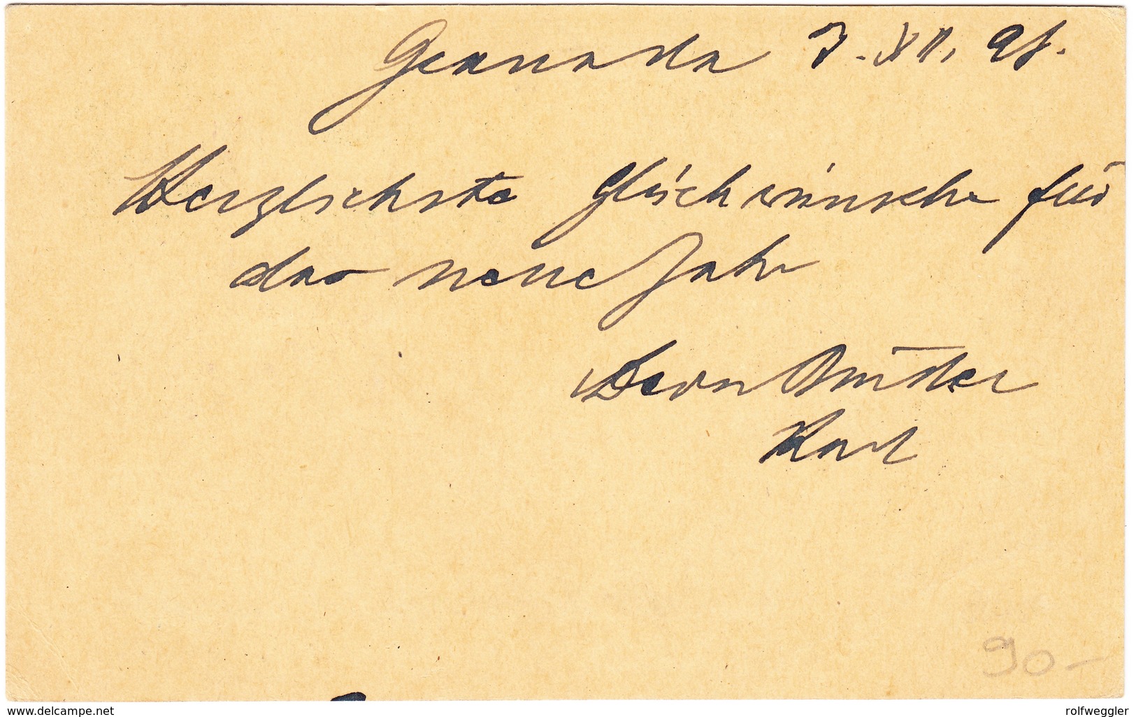 1898 Ganzsachenkarte Aus Granada Mit Zusatzfrankatur über New York Nach Gera - Nicaragua