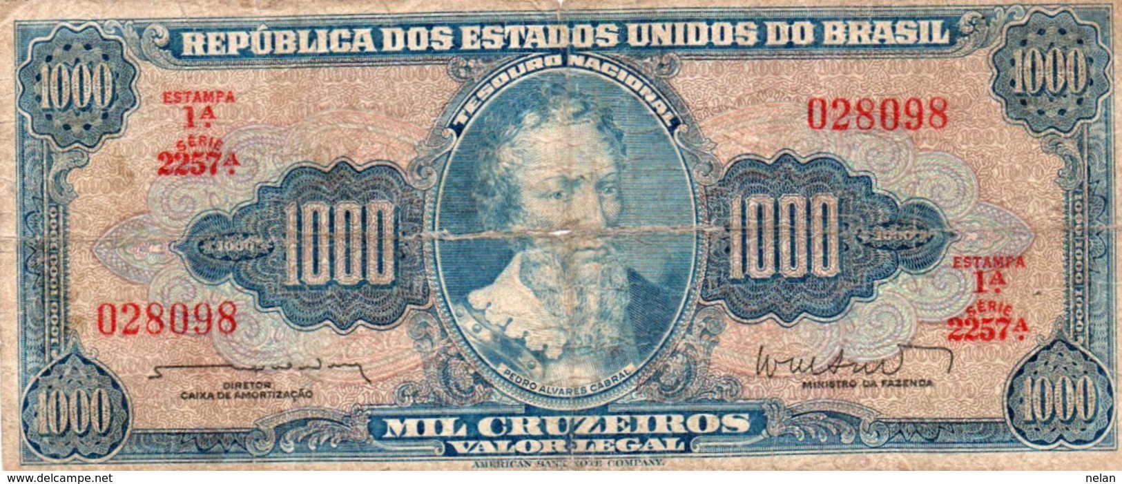 BRAZIL 1000 CRUZEIROS 1962  P-173 B - Brasile