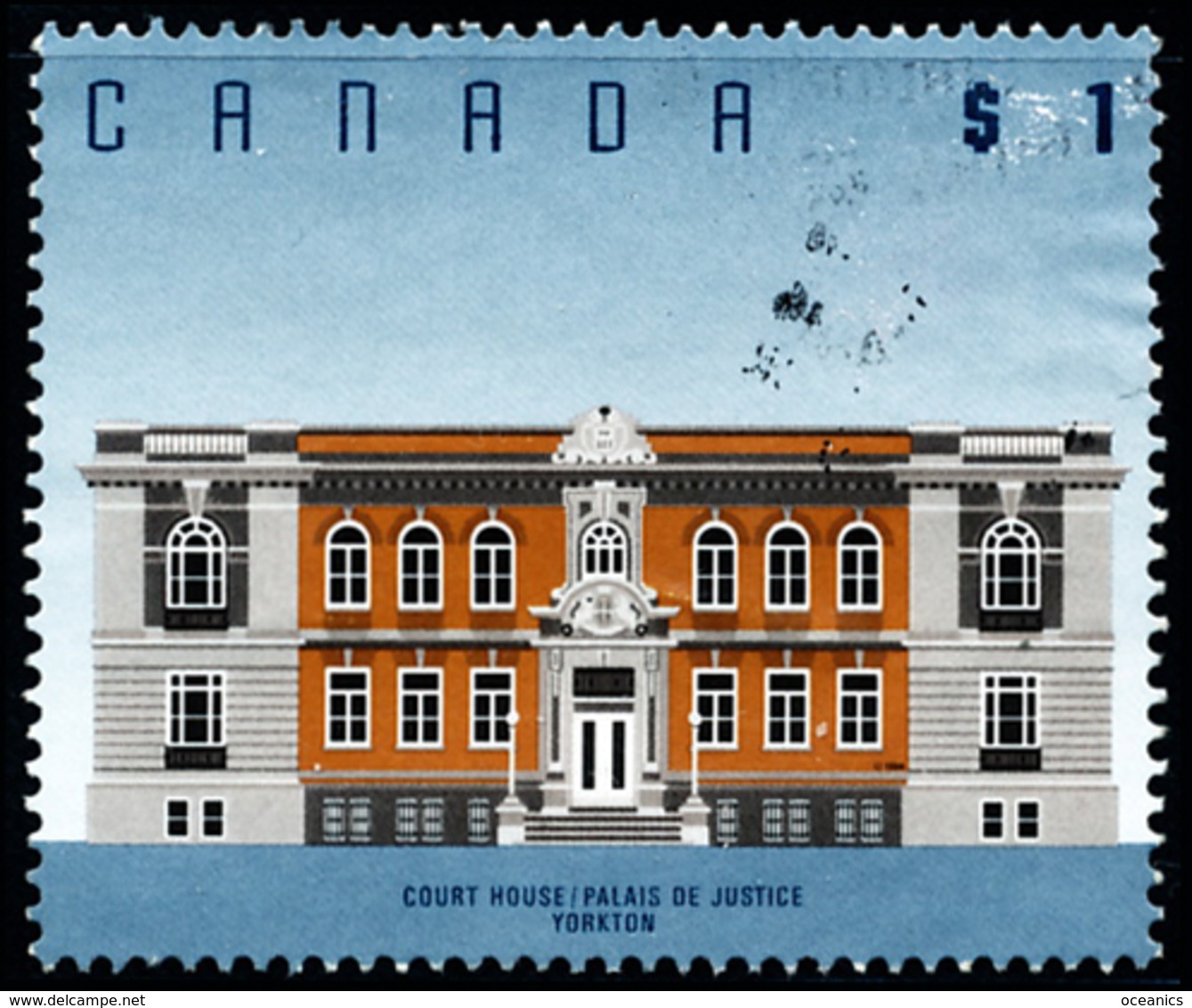 Canada (Scott No.1375b - Court House, Yorkton, SK) [o] Perf. 13,3 X 13,0 - Oblitérés