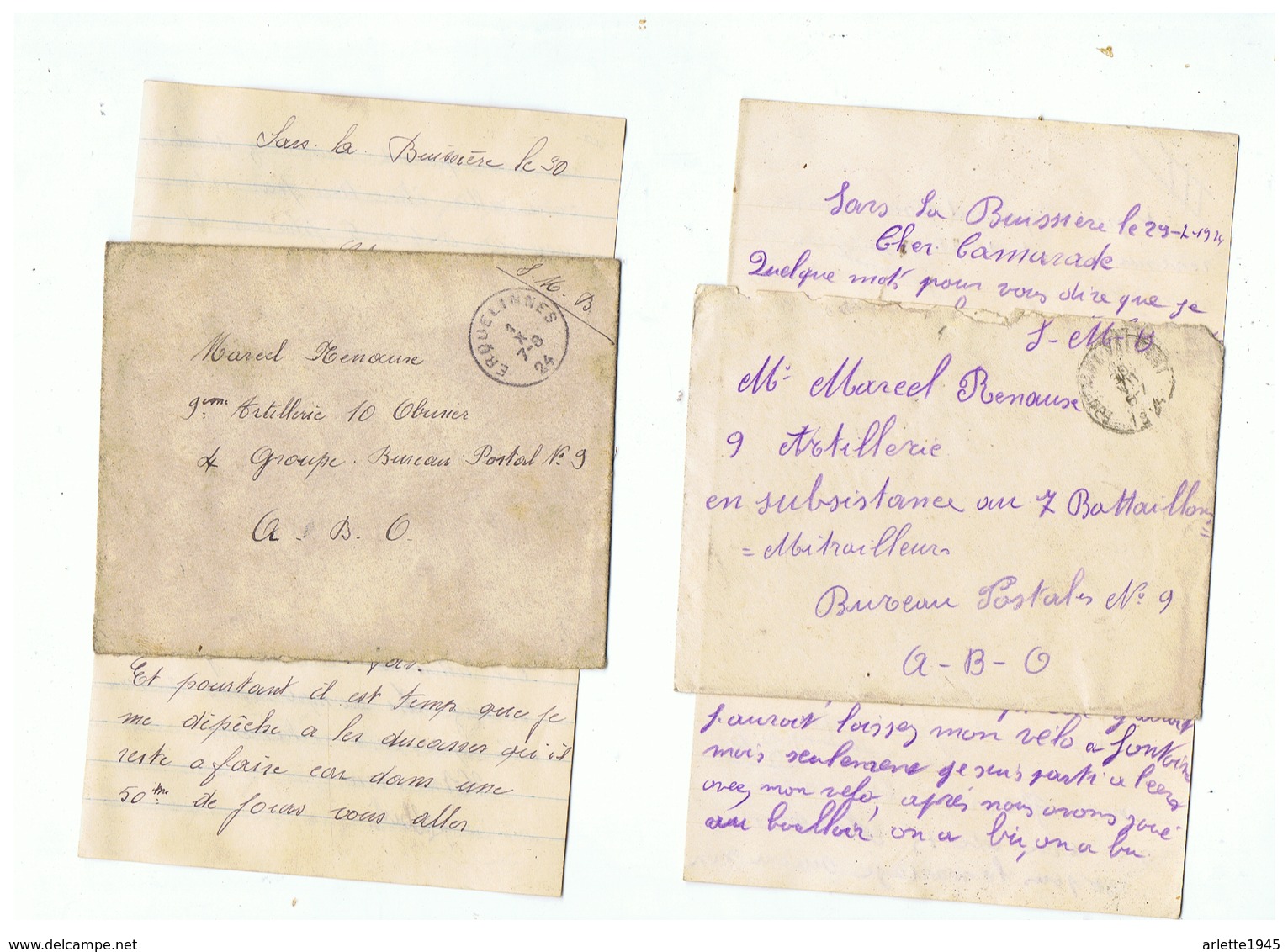 LETTRES CORRESPONDANCE MILITAIRE 1924 DE SARS - LA - BUISSIERE (BELGIQUE) - 1914-18