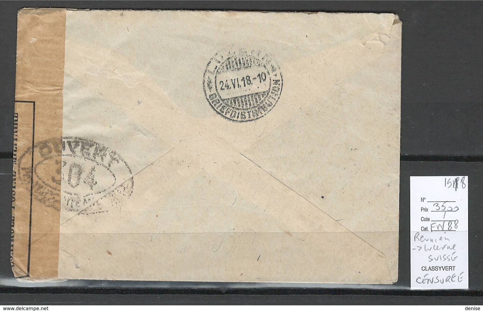 Reunion - Lettre Pour Lucerne En Suisse  - CENSUREE 1918 - Covers & Documents