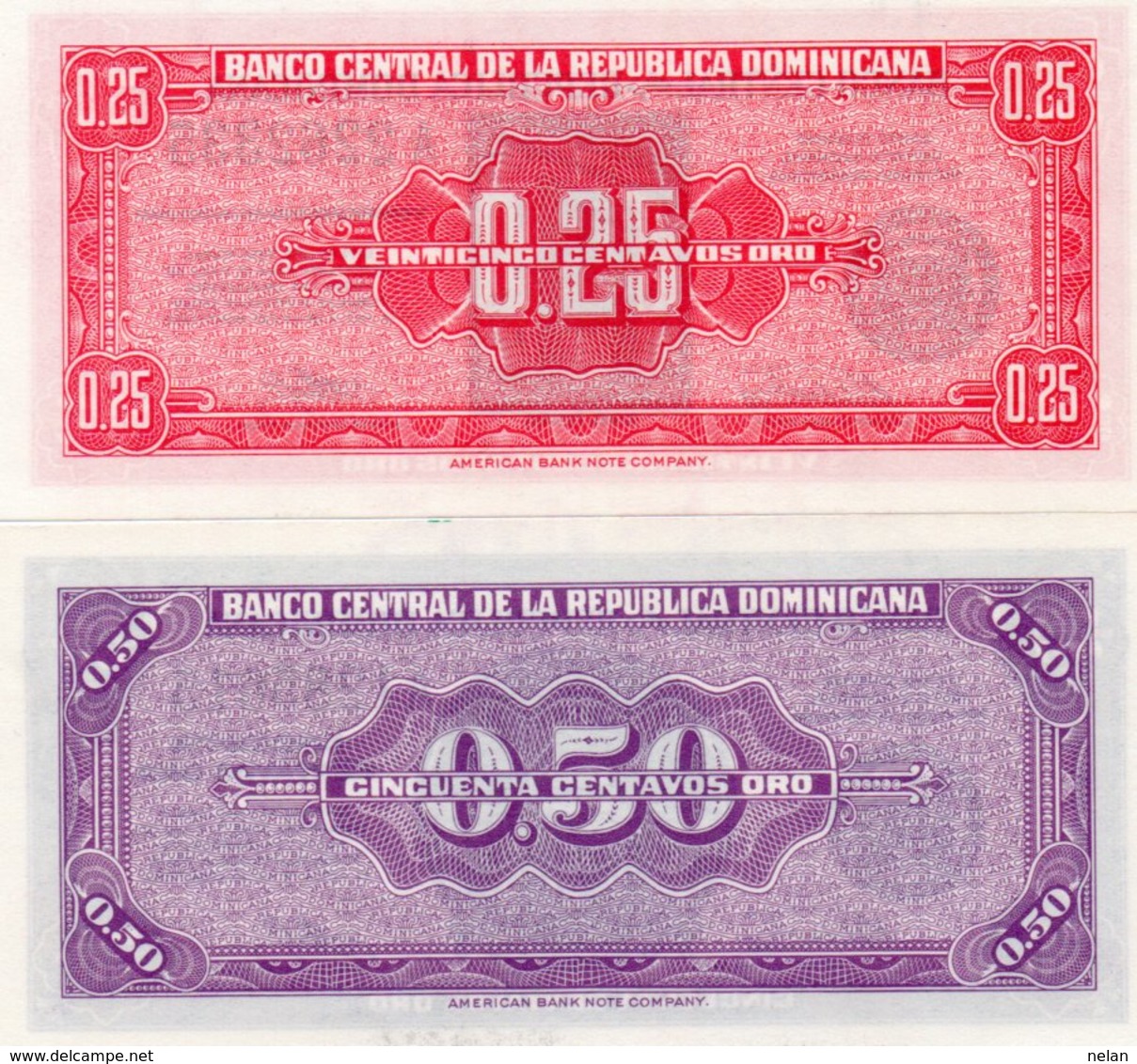 REPUBBLICA DOMINICANA  25,50 CENTAVOS ORO 1961 P-87,89 UNC -RARE - Repubblica Dominicana