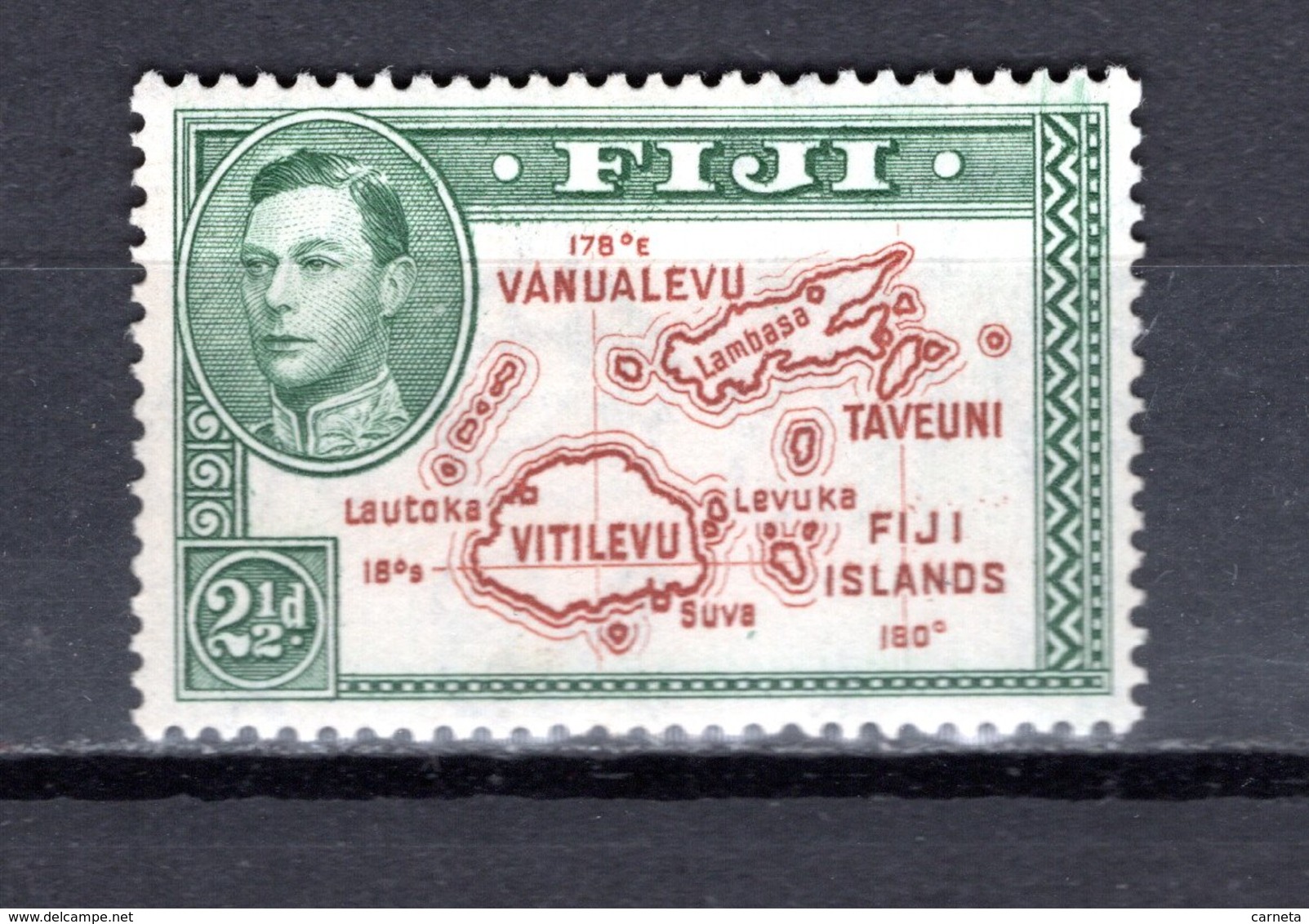 FIDJI  N° 117a DENTELE 14   NEUF AVEC CHARNIERE COTE 0.75€   CARTE DES ILES - Fiji (1970-...)