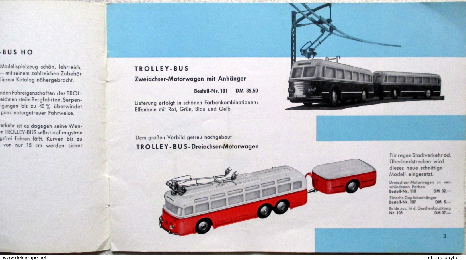 EHEIM Katalog Ca. 1960 Preise Trolley-Bus H0 - Autres & Non Classés